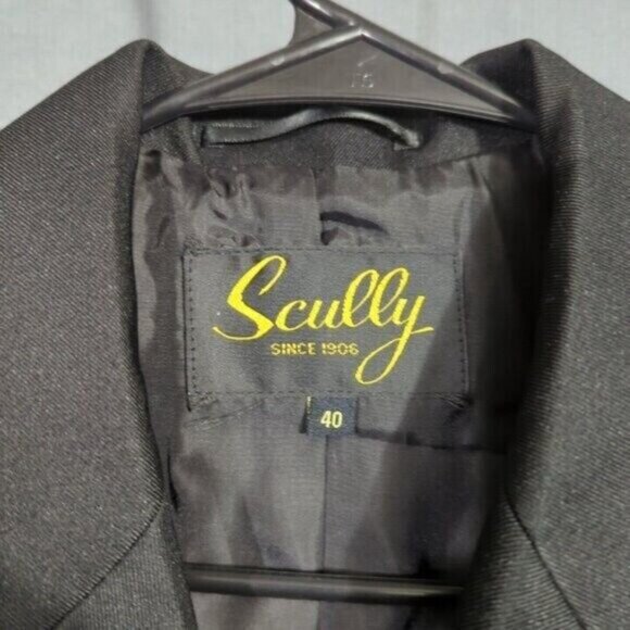 Scully Coat Men's 40 Black Frock Coat Western Notched Label Silver Tone Buttons - Picture 2 of 16